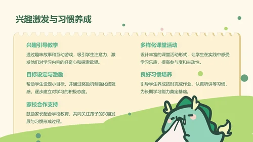 贪吃小怪兽绿色卡通风教学通用模版