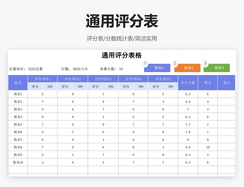 通用评分表