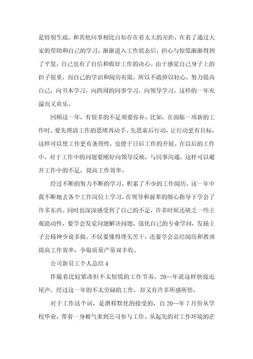 公司新员工个人总结