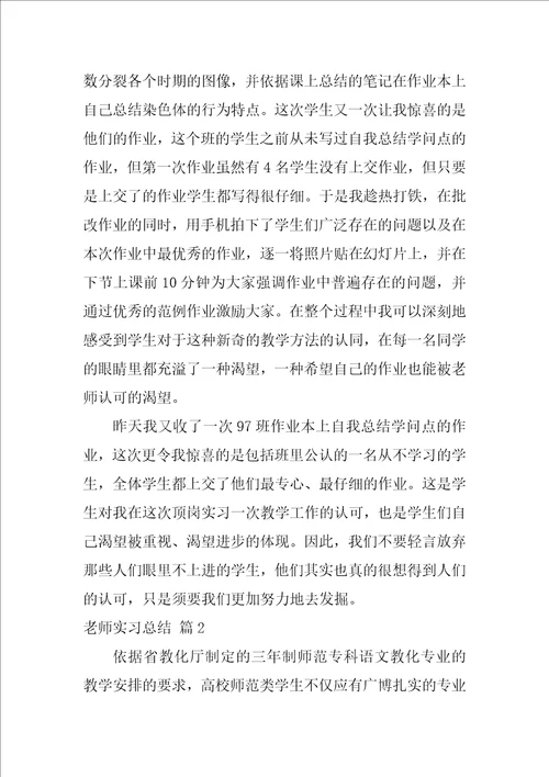 教师实习总结模板合集8篇