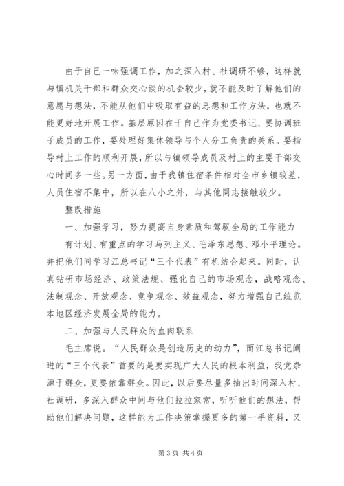 乡镇领导干部作风整顿剖析材料.docx