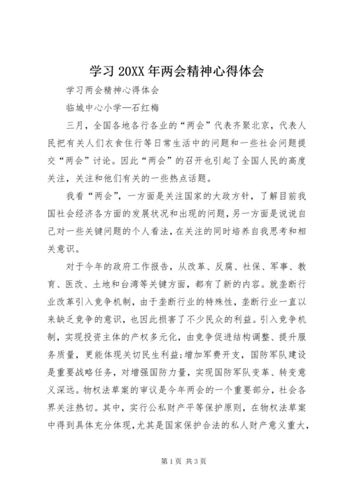 学习20XX年两会精神心得体会 (8).docx