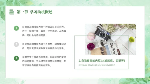 绿色水彩清新花卉教育心理学PPT模板