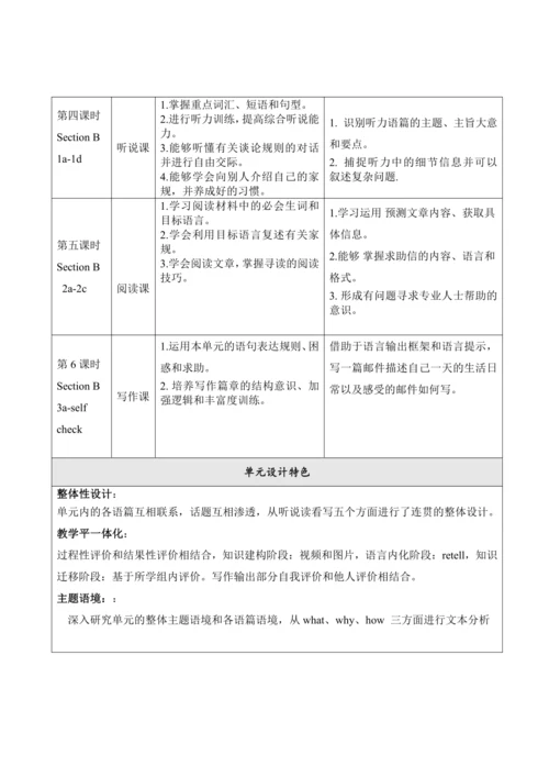 Unit 4大单元整体教学设计（人教版版七年级下 Don't eat in class）