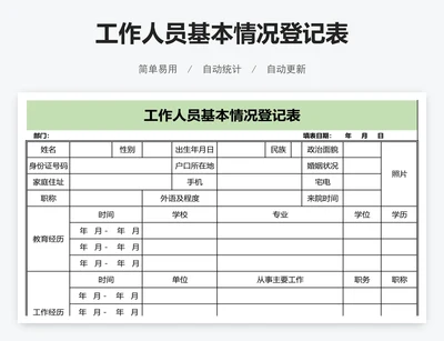 工作人员基本情况登记表