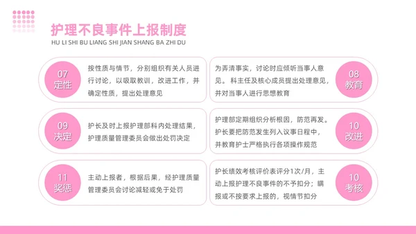 粉色简约商务护理不良事件报告制度护理安全教育PPT模板