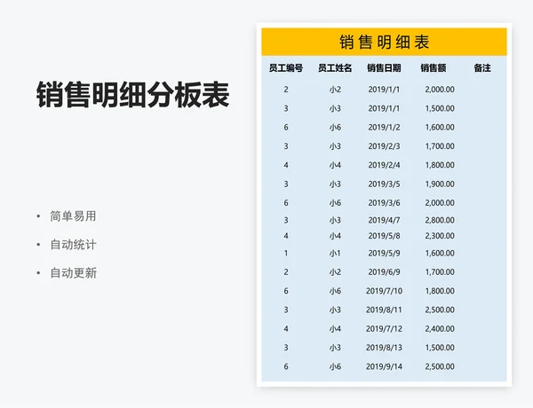 销售明细分板表