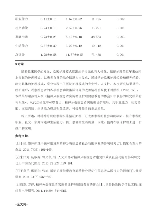 循证护理对精神分裂症患者社会功能康复的影响研究.docx