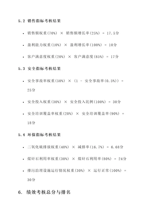 煤炭公司绩效考核方案