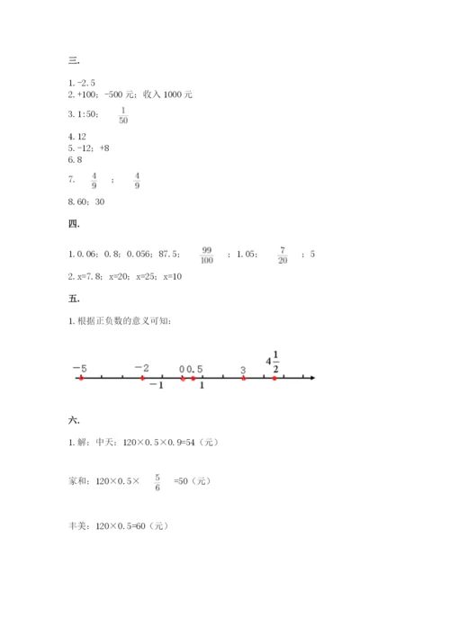 小学六年级数学毕业试题附参考答案【夺分金卷】.docx
