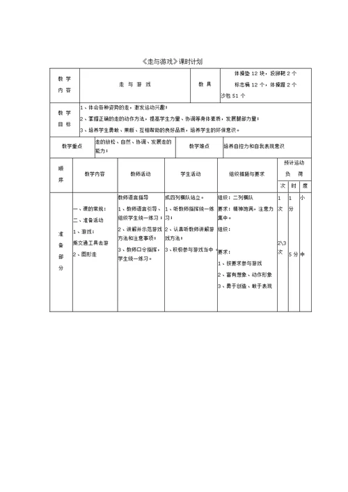 小学体育水平一《走与游戏》教学设计[35]