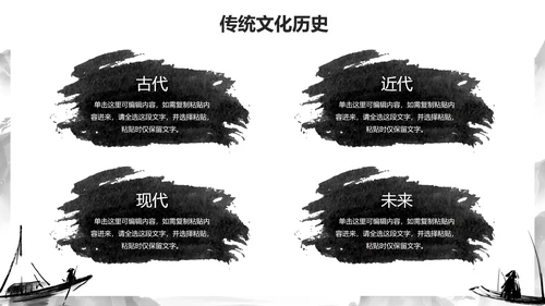 黑色古风水墨插画传统文化主题教育PPT模板