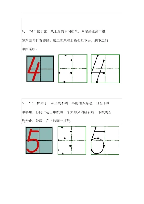 田字格里写数字标准格式