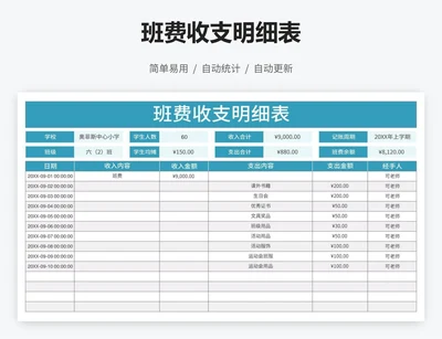 班费收支明细表