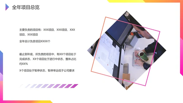 简约实景渐变项目经理年终总结汇报PPT模板