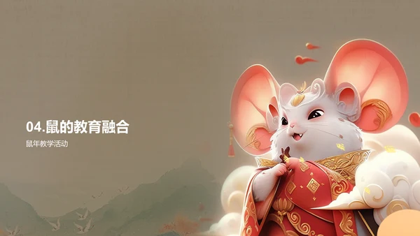 金色生肖鼠中国风教育新篇PPT模板