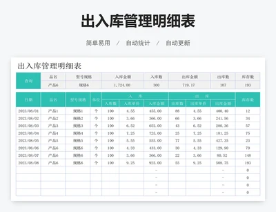 出入库管理明细表
