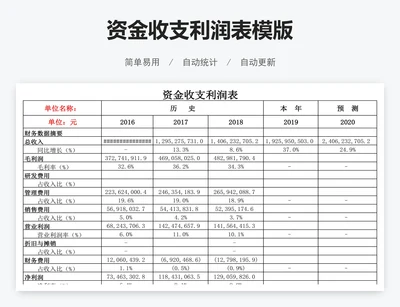 资金收支利润表模版