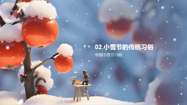 蓝色3D创意小雪习俗与文化传承PPT模板