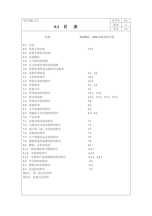 质量手册程序文件表单全套.docx
