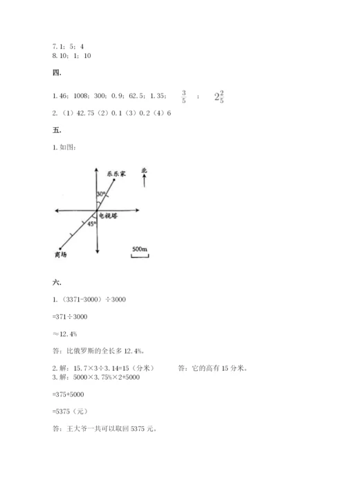 小学六年级下册数学摸底考试题含完整答案（网校专用）.docx