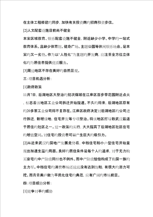 武汉长恒置业青青美庐专项项目模拟专题策划书