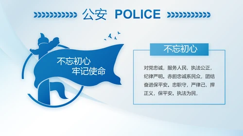 蓝色大气公安警察职责动态PPT模板
