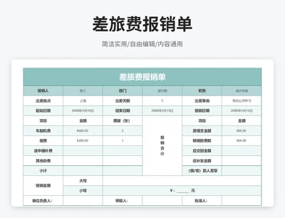 简约风差旅费报销单