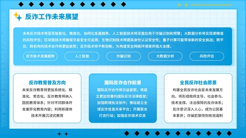 蓝色潮流风全民反诈识骗反骗反诈宣传PPT模板