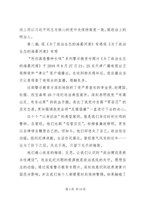 牢固树立四个意识,做政治上的明白人观看为了政治生态的海晏河清有感.docx