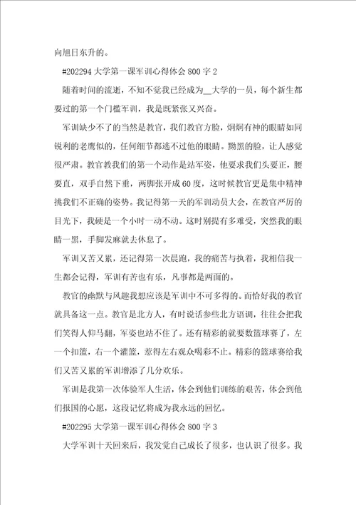大学第一课军训心得体会800字6篇