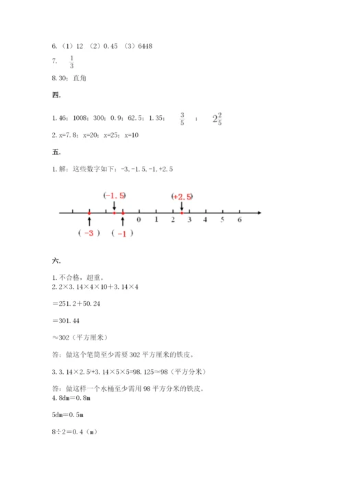 小学六年级下册数学摸底考试题附参考答案ab卷.docx