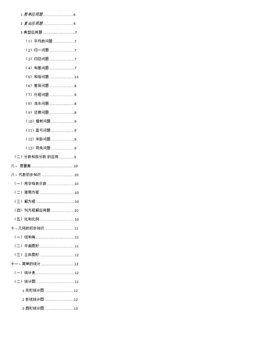 小学数学笔记-小学数学总复习资料-小升初复习提升资料