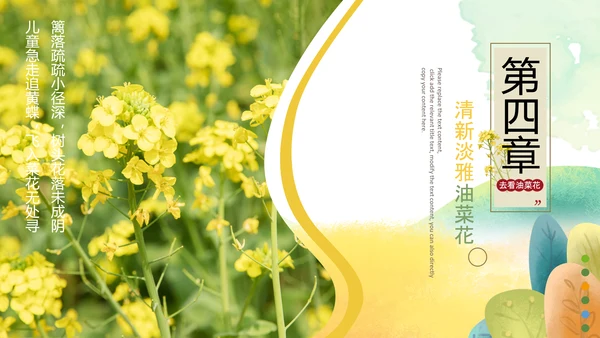 春天乡村旅游油菜花风景油菜花田PPT模板
