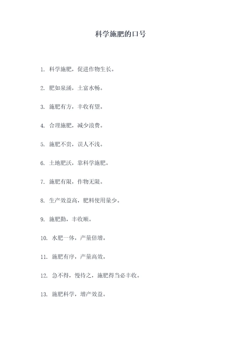 科学施肥的口号