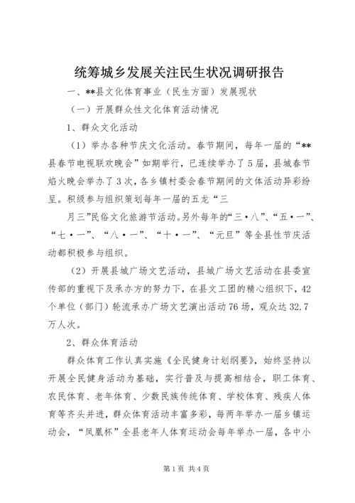 统筹城乡发展关注民生状况调研报告.docx