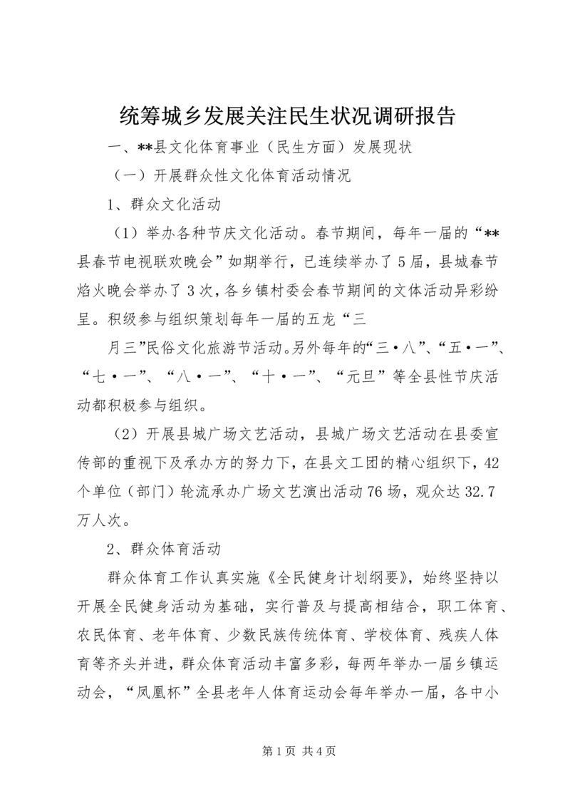 统筹城乡发展关注民生状况调研报告.docx
