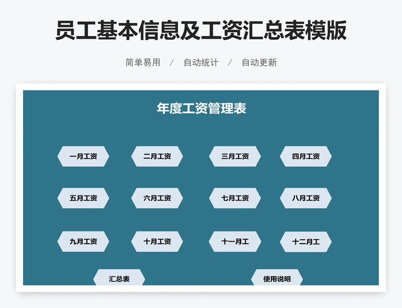 员工基本信息及工资汇总表模版