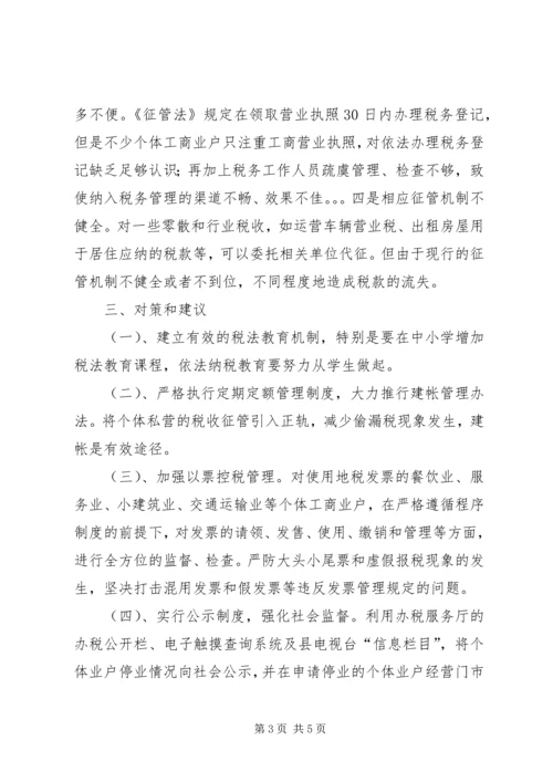 关于个体经济漏征漏管情况的调查及对策.docx