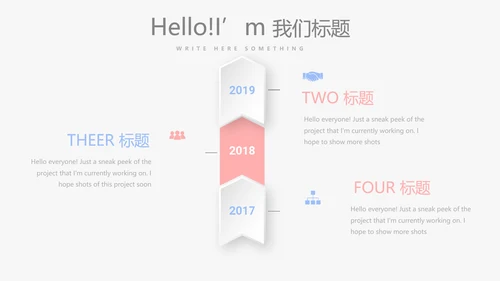 时尚小清新微立体述职报告通用PPT动态模板封面含PS