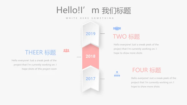 时尚小清新微立体述职报告通用PPT动态模板封面含PS