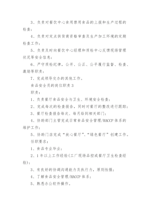 食品安全员的岗位职责五篇.docx