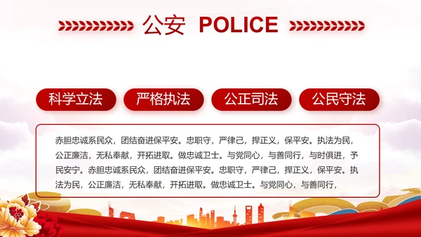 红色大气公安民警年终述职报告新年计划PPT