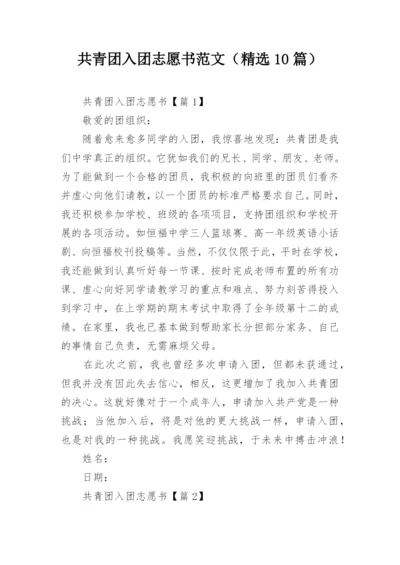 共青团入团志愿书范文（精选10篇）.docx