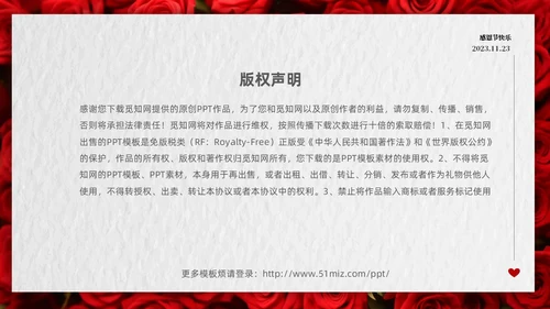 红色玫瑰温馨爱在感恩节感恩节介绍PPT