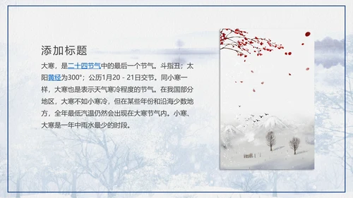 冬天冬季下雪大寒节气PPT课件