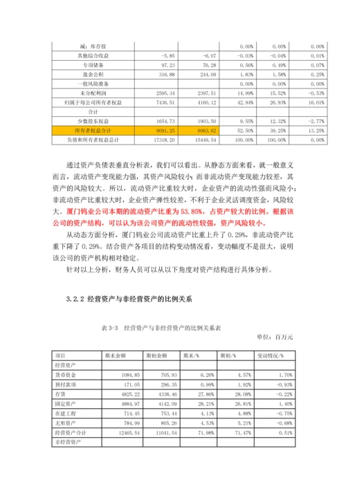 厦门钨业股份有限公司财务报表分析(对比分析).docx