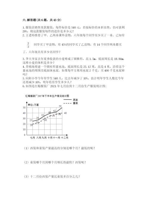 沪教版小学数学六年级下册期末检测试题完美版.docx