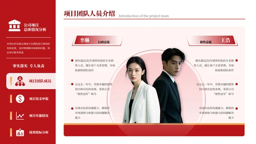 红色简约风人物介绍PPT版式合集