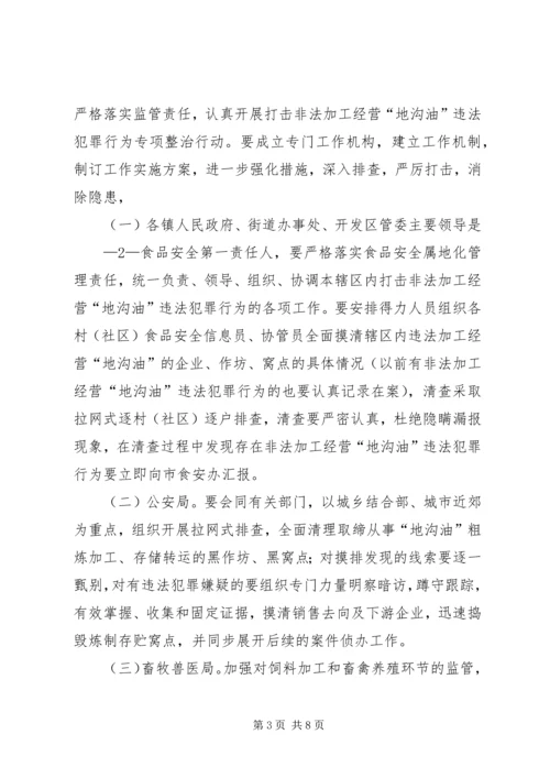 城东镇关于严厉打击“地沟油”违法犯罪专项工作的情况汇报 (4).docx